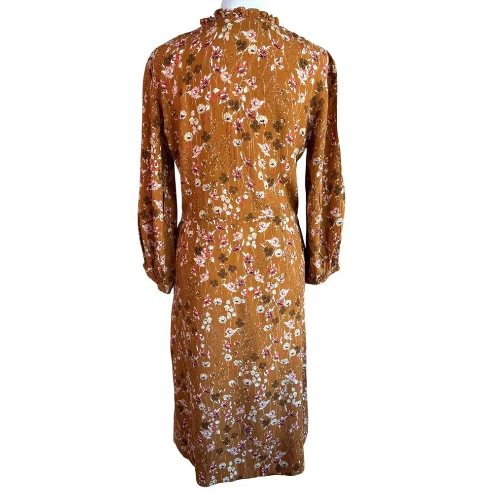 Naja Lauf Dress Size S/M Sheath Mustard Floral‎ Print Lagonlook Copenhagen